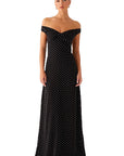 Elegant Polka Dot Strapless Maxi Dress