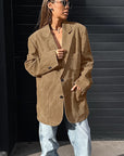Vintage Brown Suede Blazer for Women