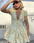 Fashion Floral V-Neck Dress for Summer