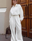 Casual White Fleece Jumpsuit for Women