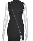 Stylish Sleeveless Zipper Dress for Women