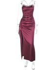 Fashionable Sexy Low-Cut Asymmetrical Satin Dress