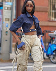 Stylish Cropped Denim Jacket with Lapel for Women