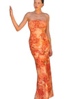 Elegant Strapless Floral Maxi Dress