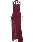 Chic Halter Neck A-Line Dress with Ruffle Hem