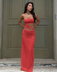 Chic Yellow Strapless Hollow Out Maxi Dress