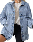 Casual Loose Shoulder Button Denim Jacket