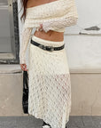 European Style Lace Off Shoulder Top and Long Skirt Set