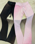 Trendy Pink Hooded Sweatshirt and High-Waisted Pants Set