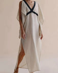 Vintage Casual Vacation Style V-Neck Long Dress