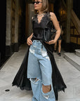 Spring Sexy Black Lace Dress with Satin V-Neck