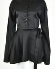 Elegant Satin Long Sleeve Button Cardigan Set