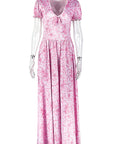 Elegant A-Line Dress with V-Neck and Puff Sleeves