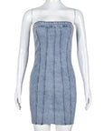 Sexy Backless Denim Dress for Spring Summer