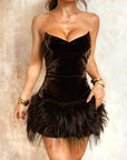 Chic Strapless Mini Dress with Ruffled Hem
