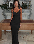 Elegant Backless Dress with Polo Neck