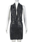 Stylish Sequin Hooded Backless Dress