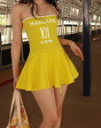 Stylish Letter Print Strapless Dress