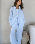 Casual Cotton Linen Khaki Shirt and Pants Set