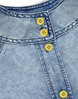 Lightweight Loose Women's Denim Shirt with Bow