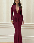 Elegant Long Sleeve U-Neck Dress for Women