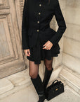 Vintage American Style College Blazer and A-Line Skirt Set