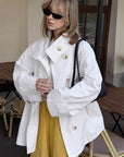 Vintage White Long Coat for Women
