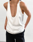 Casual Satin Deep V Neck Tank Top for Women