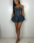 Stylish Denim Strapless Mini Dress for Women