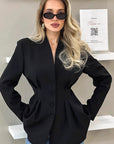 Elegant Slim Fit V-Neck Blazer for Women