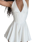 Stylish V-Neck Backless Mini Dress