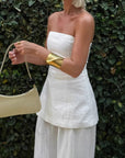 Chic Strapless Top and High Waist Wide Leg Set