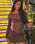Elegant Sheer Polka Dot Jumpsuit for Beach Vacation