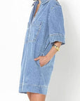 Trendy Solid Color Denim Dress for Women
