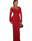 Lace Off-Shoulder Long Sleeve Dress