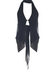 Backless Sheer Mesh Halter Top for Women