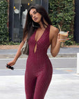 Fashionable Sleeveless Deep V Jumpsuit