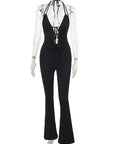Deep V Neck Halter Jumpsuit for Women