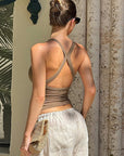 Chic Cross Back Halter Top for Summer