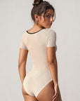 Summer Color Block Bodysuit with Short Sleeves