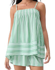 Summer Sleeveless Striped Sweet Style Set