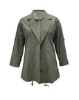 Plus Size Women's Long Sleeve Buttoned Trench Coat