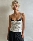 Summer Lace Splicing Polka Dot Tank Top