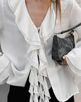 French Chiffon Ruffle Cardigan for Women