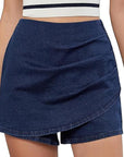 High Waist Fashionable Denim Skirt with Shorts