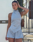 Summer Sexy Backless Top and Shorts Set