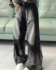 Vintage Style Patchwork Denim Pants for Women