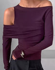 French Vintage Off-Shoulder Knit Top for Women