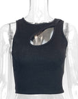 Sexy Hollow Ribbed Tank Top for Women