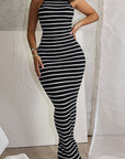 Summer Women's Backless Striped Dress